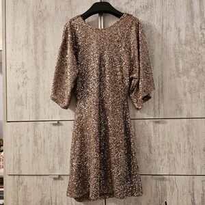 NWT Zara Gold And Silver Sequined Mini Dress